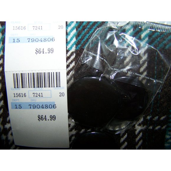 Deb Plaid Jacket Wool Short Blue Brown Plus 3X - Picture 10 of 10